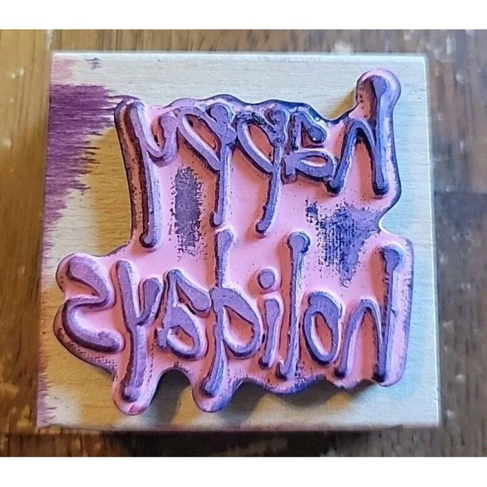 Rubber Stamp - Happy Holidays Script - Wood - Vap! Scrap